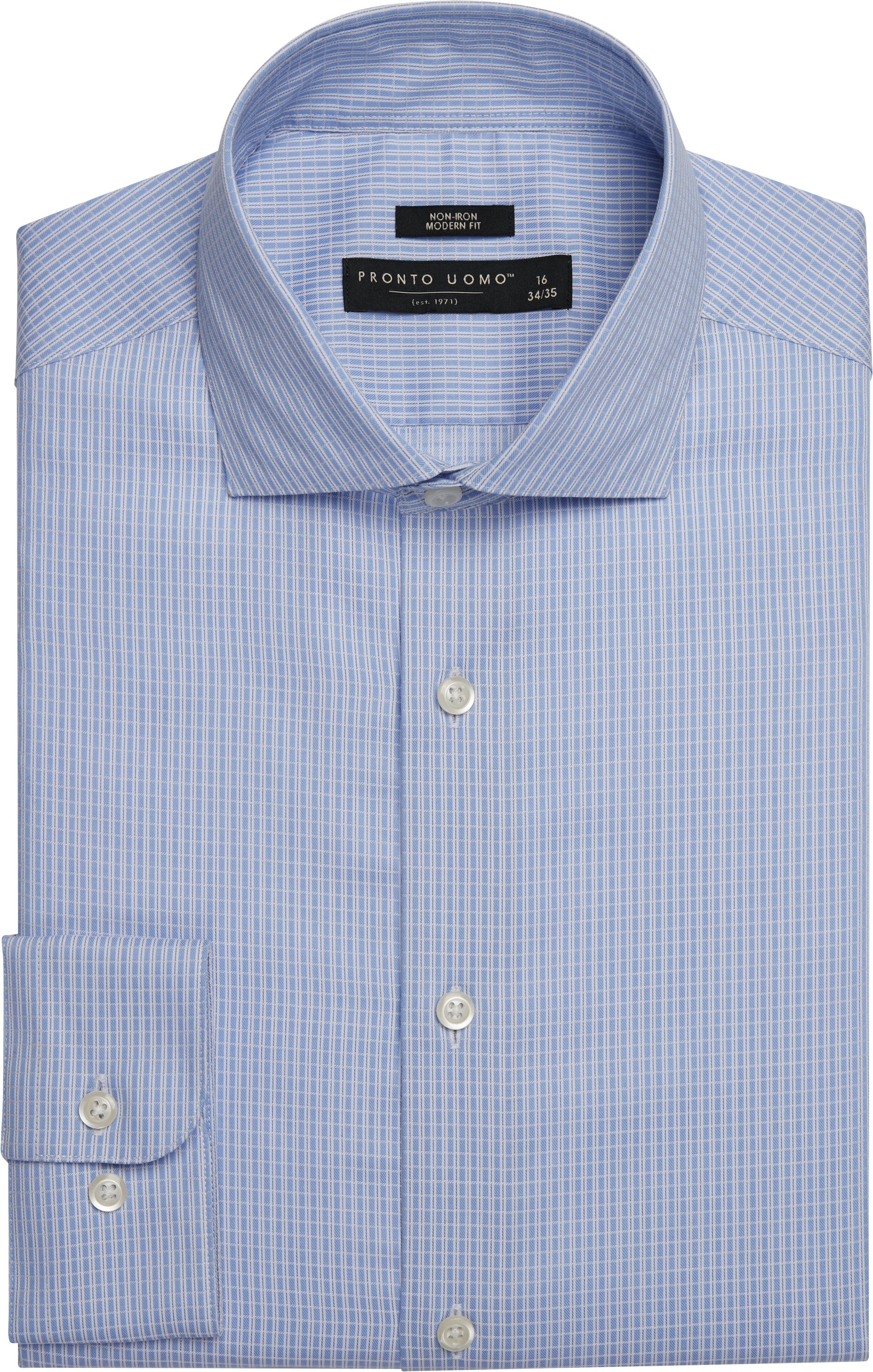 Modern Fit Spread Collar Mini Check Dress Shirt