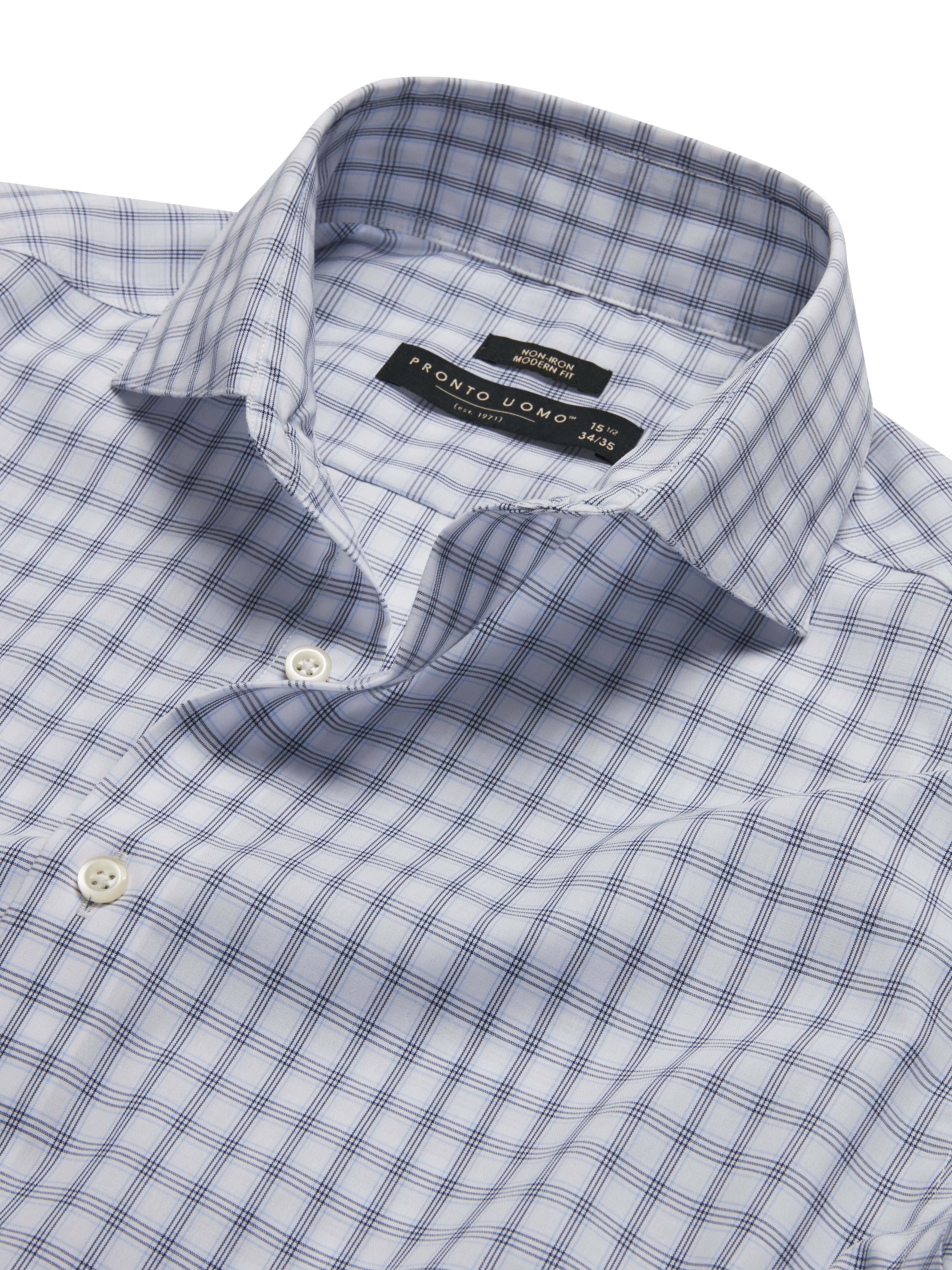 Modern Fit Spread Collar Triple Check Dress Shirt