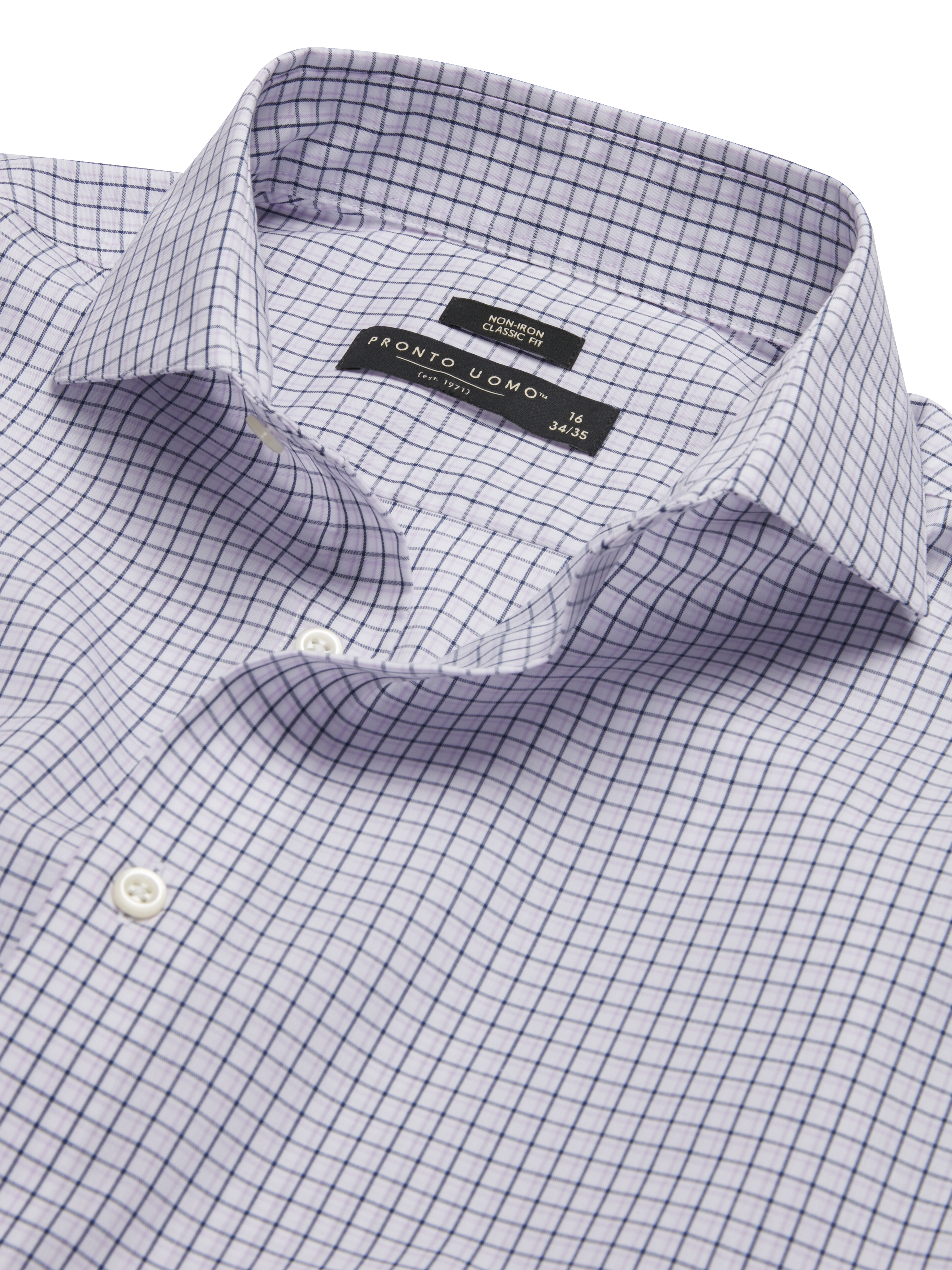 Classic Fit Spread Collar Check Dress Shirt