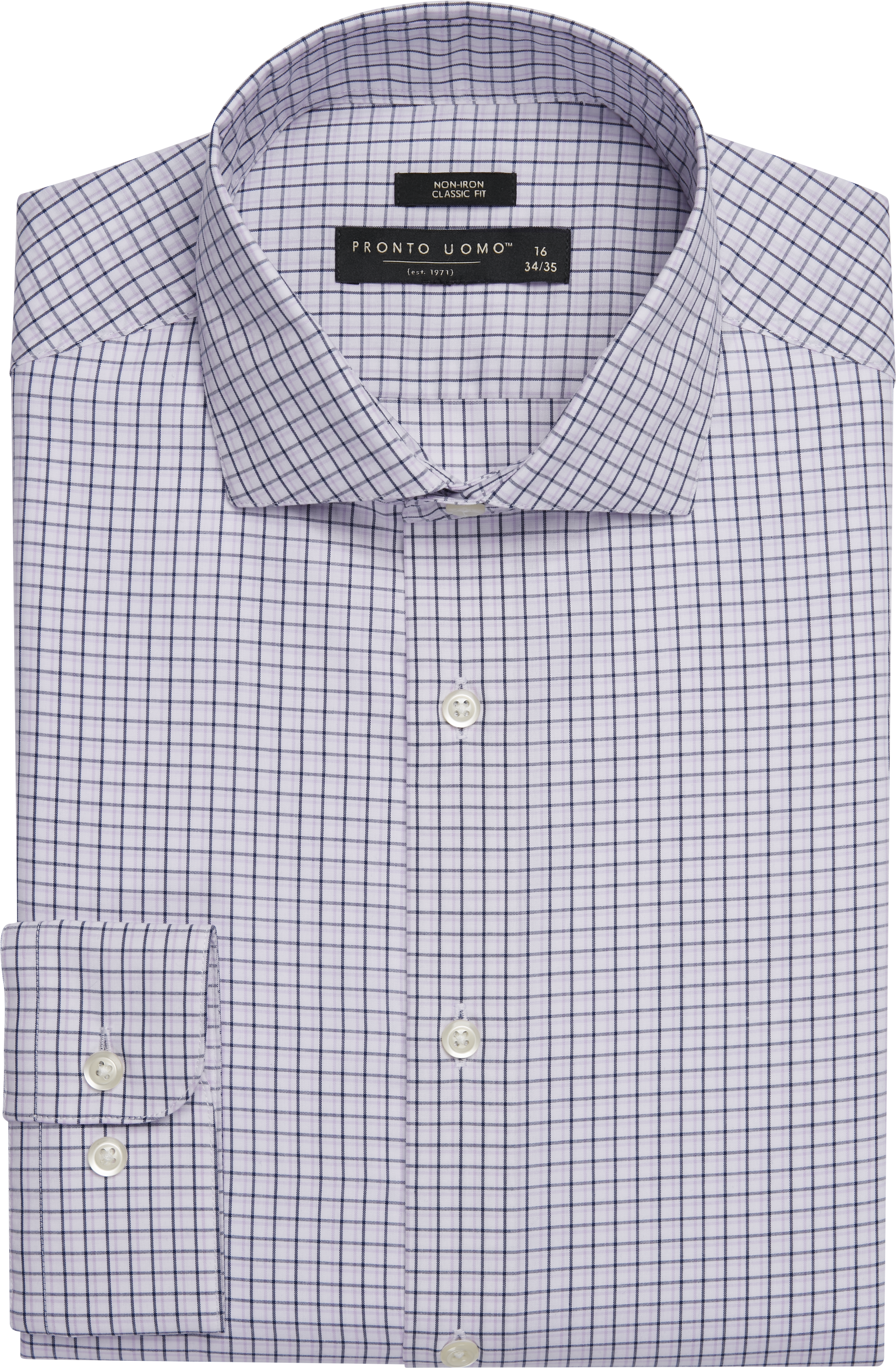 Classic Fit Spread Collar Check Dress Shirt