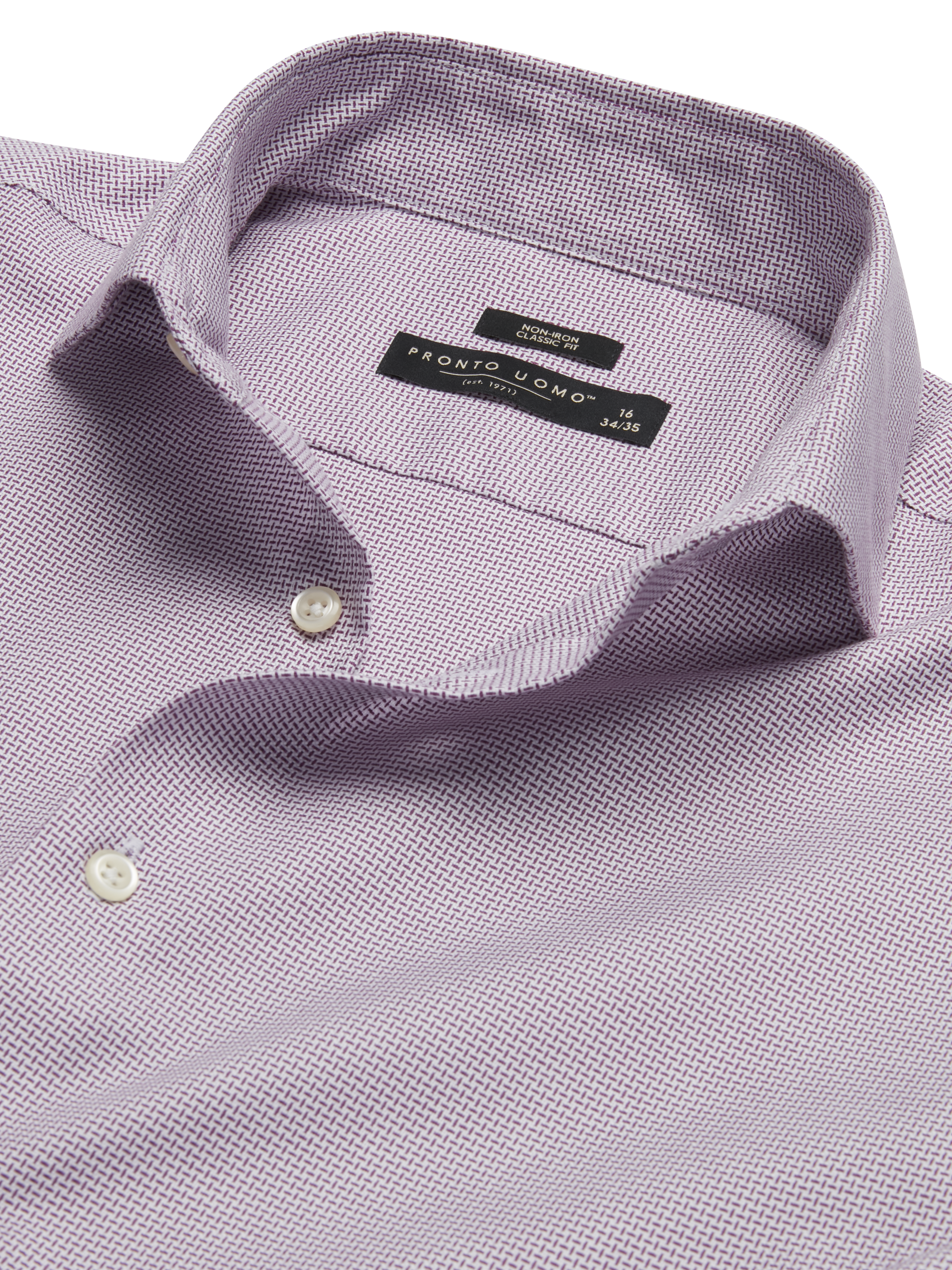 Classic Fit Spread Collar Basketweave Dress Shirt