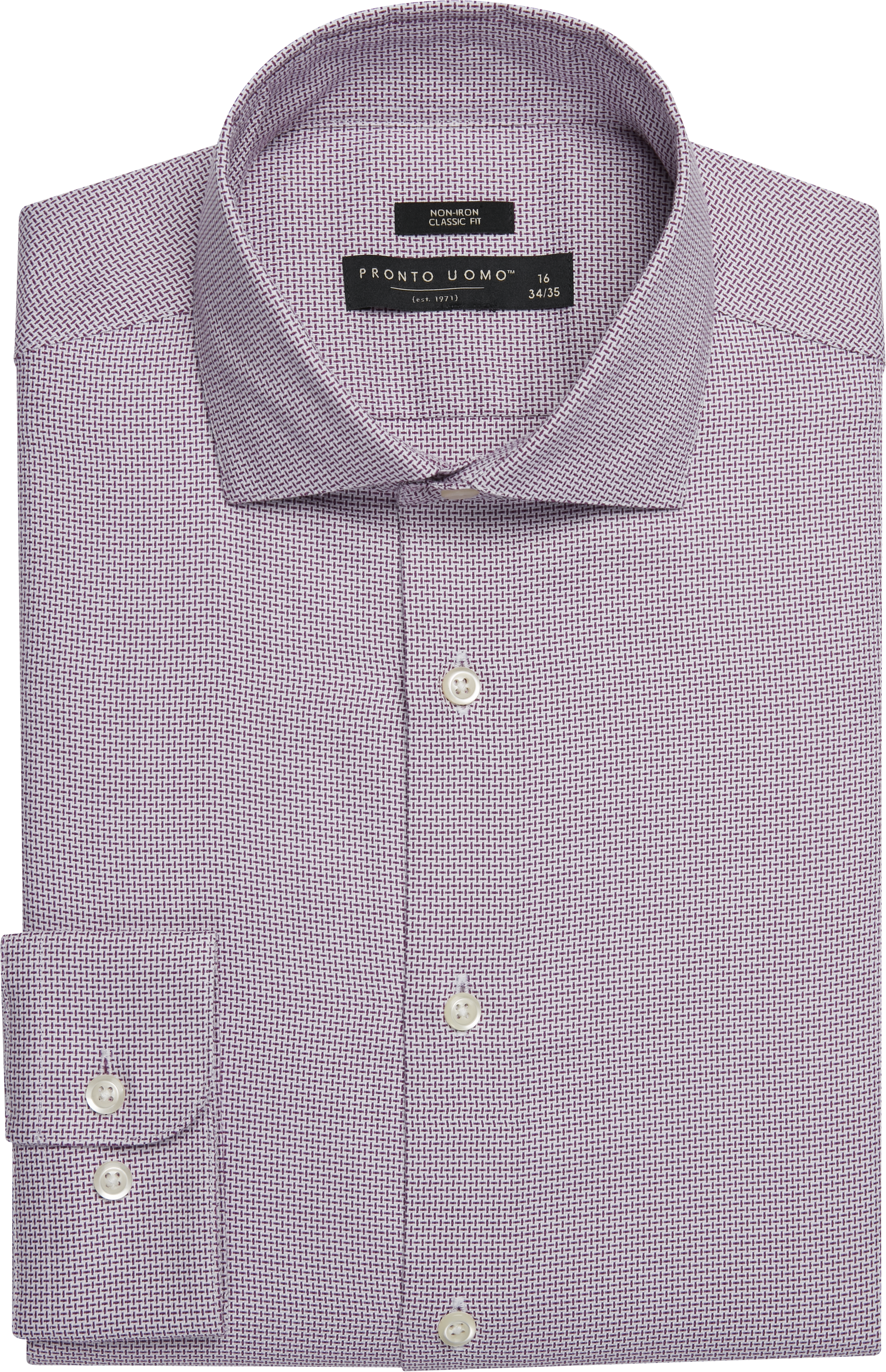 Pronto Uomo Classic Fit Spread Collar Basketweave Dress Shirt | Dress Shirts  | Men's Wearhouse