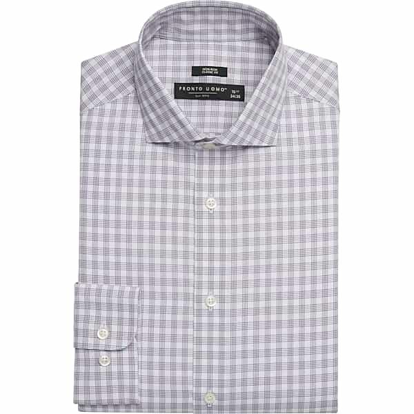 Pronto Uomo Big & Tall Men's Classic Fit Triple Check Dress Shirt Navy Fancy - Size: 19 36/37 - Only Available at Men's Wearhouse