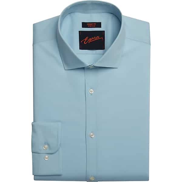 Egara Men's Skinny Fit Dress Shirt Aquamarine - Size: 17 34/35