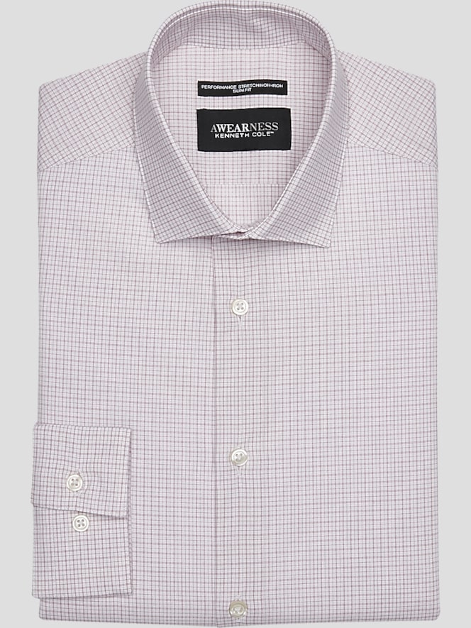 Awearness Kenneth Cole Slim Fit Ultra Performance Stretch Small Check Dress Shirt