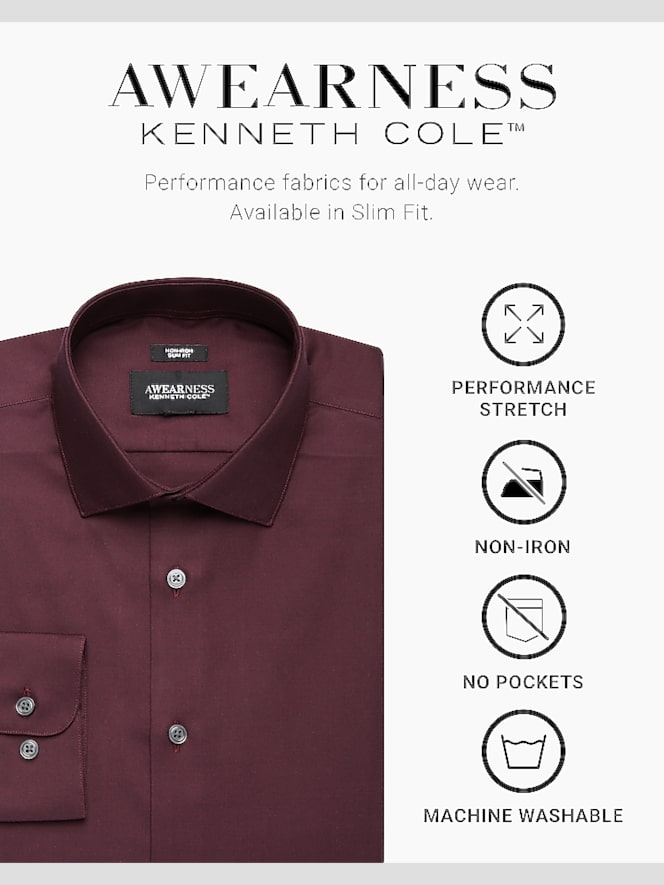 Awearness Kenneth Cole Slim Fit Ultra Performance Stretch Ombre Plaid Dress Shirt