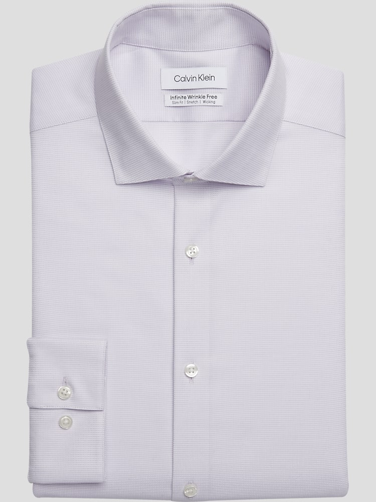 Calvin Klein Slim Fit Spread Collar Mini Texture Dress Shirt, Clearance  Dress Shirts