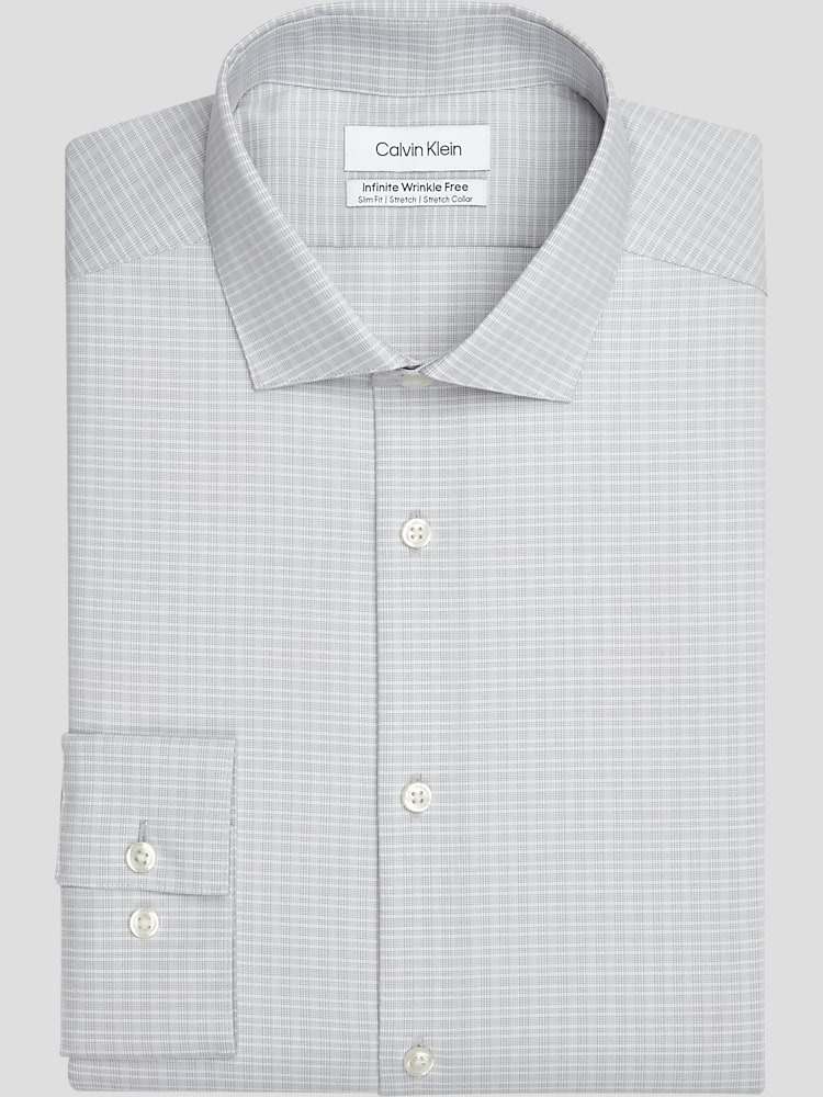 Calvin Klein Infinite Non Iron Slim Fit Tonal Plaid Stretch Collar Dress Shirt Dress Shirts Men s Wearhouse