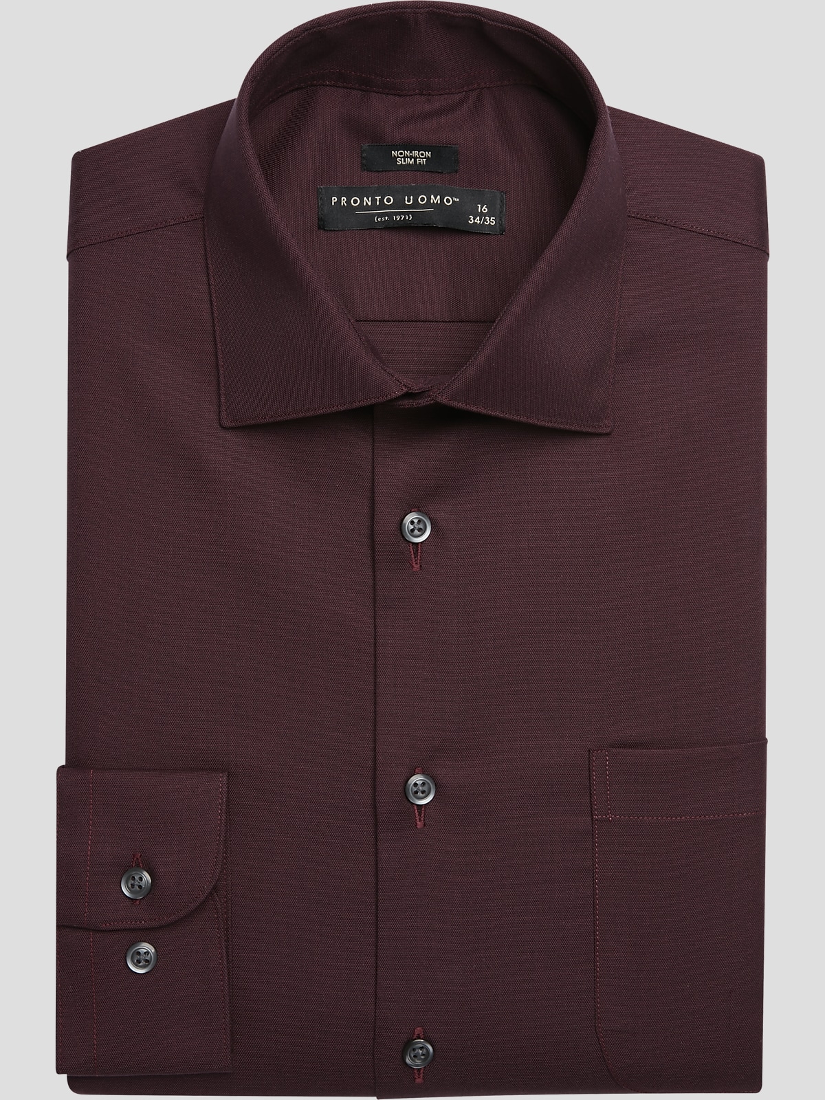 Pronto Uomo Slim Fit Solid Sharkskin Dress Shirt Dress Shirts Men's