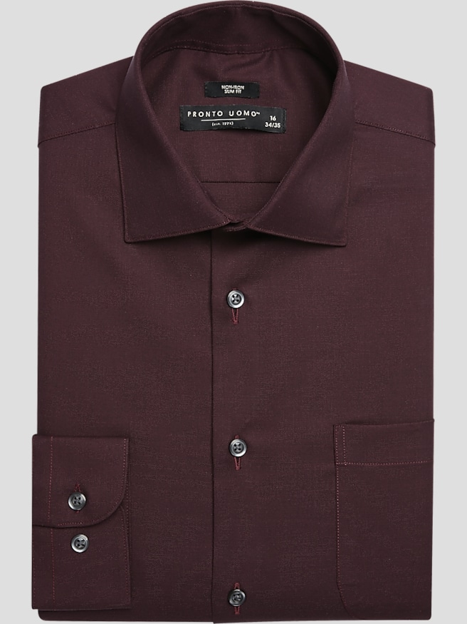 Mens maroon dress shirt deals