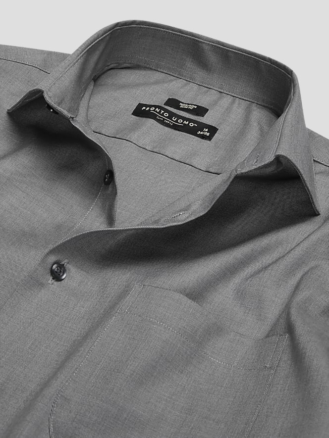 Pronto Uomo Slim Fit Solid Sharkskin Dress Shirt