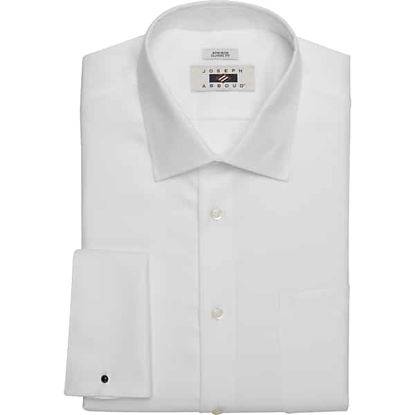 Joseph Abboud Big & Tall Men's Classic Fit French Cuff Dress Shirt White Solid - Size: 20 34/35 TMW5GE300501