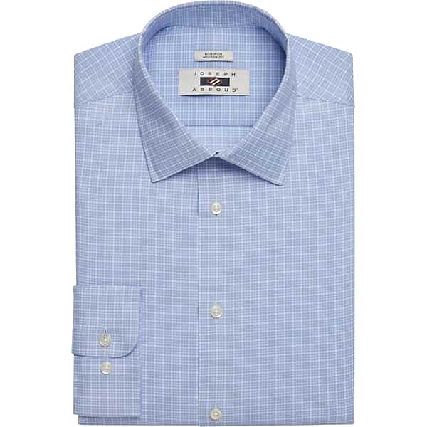 Joseph Abboud Men's Modern Fit Performance 4-Way Stretch Plaid Dress Shirt Blue Check - Size: 17 1/2 36/37 TMW5GF575736