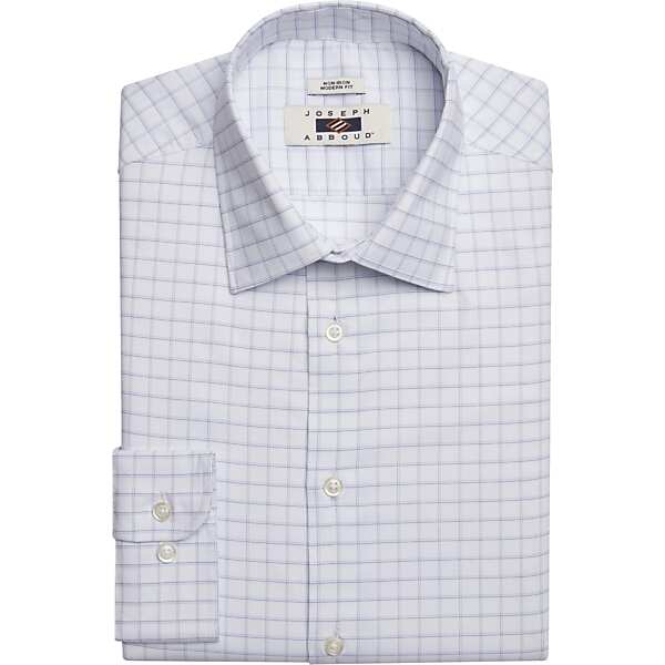 Joseph Abboud Men's Modern Fit Wrinkle-Resistant Spread Collar Dress Shirt Navy Fancy - Size: 17 34/35