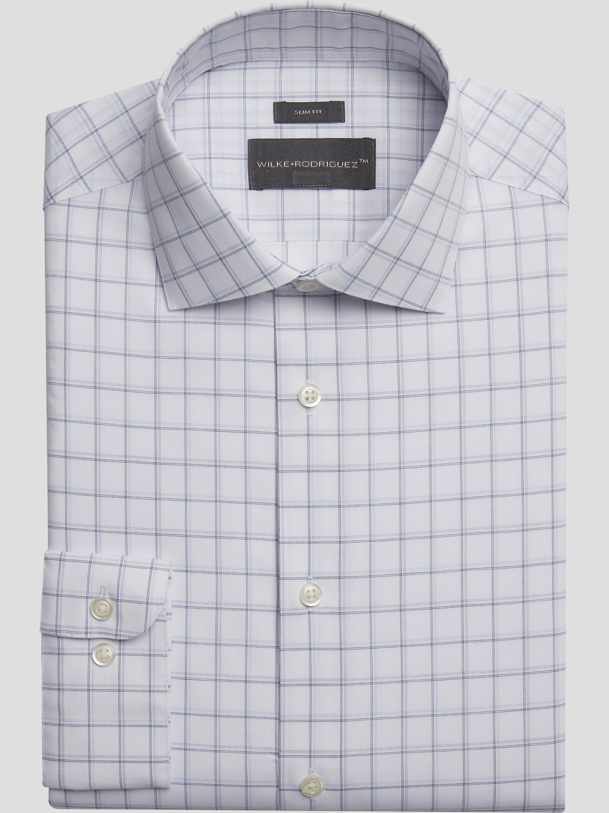 WilkeRodriguez Slim Fit Tattersall Plaid Dress Shirt Dress Shirts