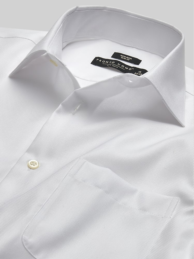 slim fit dress slacks Cotton Satin Plain Slim Fit White Men Shirt - Wessi – Wessi main image 1