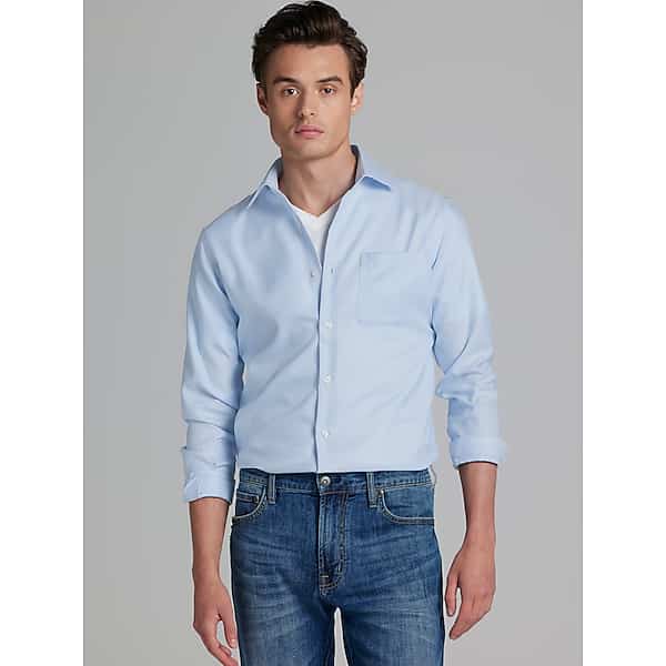 Pronto Uomo Men's Slim Fit Queens Oxford Dress Shirt Blue - Size: 18 36/37 - Only Available at Men's Wearhouse TMW5P0180702