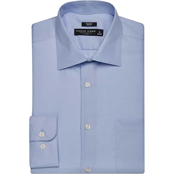 Pronto Uomo Big & Tall Men's Slim Fit Queen's Oxford Dress Shirt Blue - Size: 22 36/37 - Only Available at Men's Wearhouse