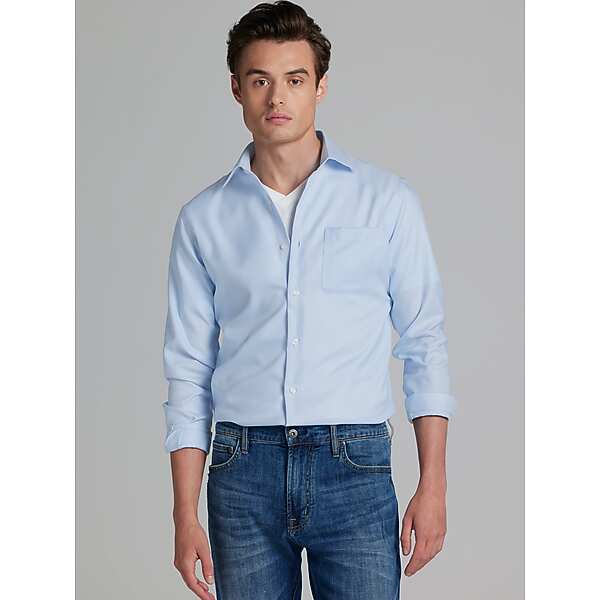 Pronto Uomo Men's Slim Fit Queens Oxford Dress Shirt Blue - Size: 17 34/35 - Only Available at Men's Wearhouse