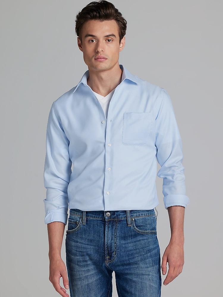 Slim Fit Queens Oxford Dress Shirt | Light Blue - Size: 17.5 34/35