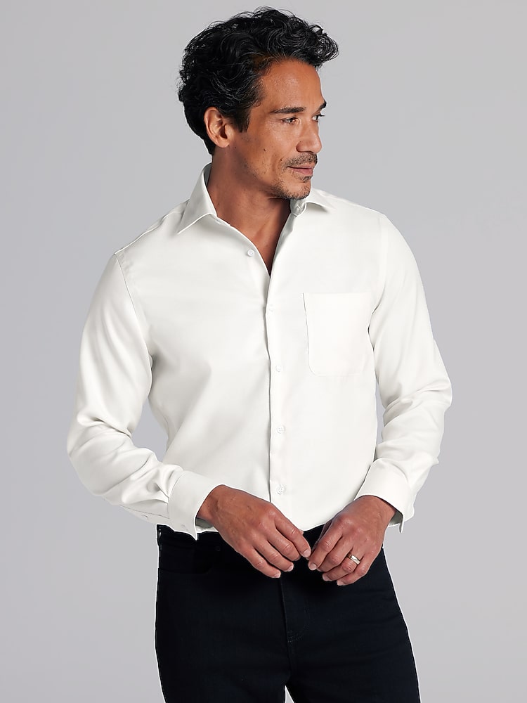 Pronto Uomo Modern Fit Queens Oxford Dress Shirt, Ivory - Brown - Big & Tall  - Size: 18 32/33 | Dress Shirts | Men's Wearhouse