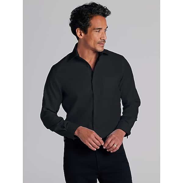 Pronto Uomo Big & Tall Men's Modern Fit Queens Oxford Dress Shirt Black - Size: 18 34/35 - Only Available at Men's Wearhouse TMW5PA280508