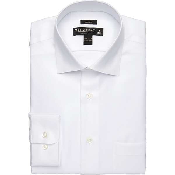 Pronto Uomo Big & Tall Men's Big and Tall Classic Queens Oxford Dress Shirt White Solid - Size: 19 36/37 - Only Available at Men's Wearhouse