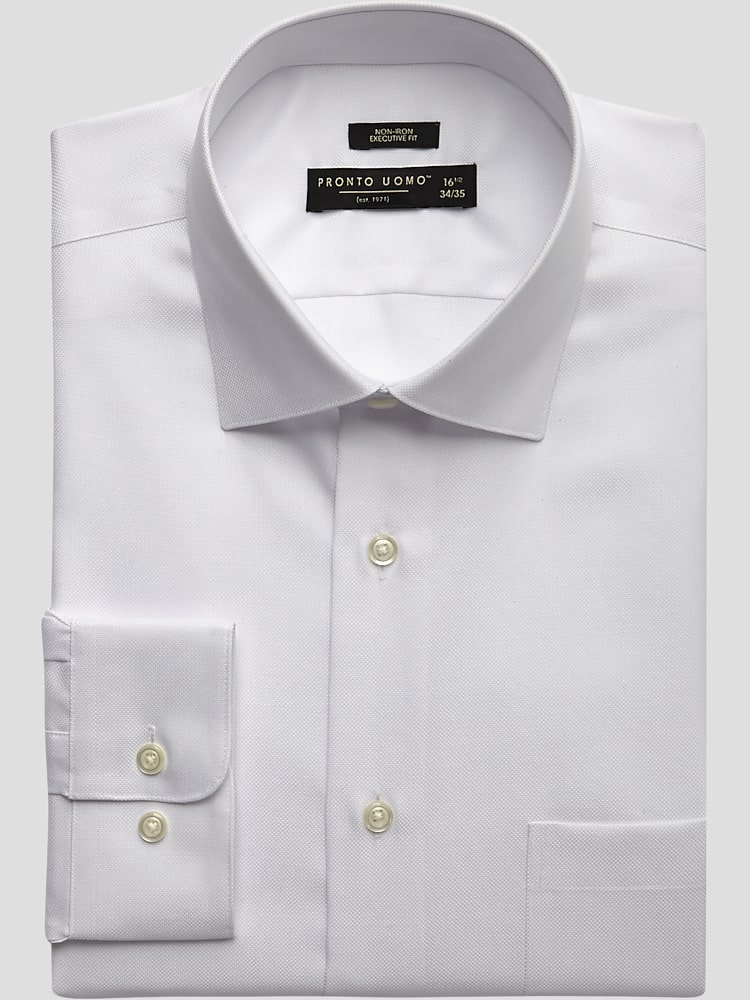 Pronto Uomo Executive Fit Solid Dress Shirt, White | Men's Wearhouse