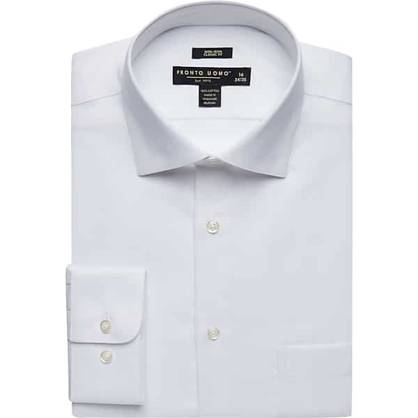 Pronto Uomo Men's Queens Oxford Classic Fit Dress Shirt White - Size: 15 1/2 32/33 - Only Available at Men's Wearhouse