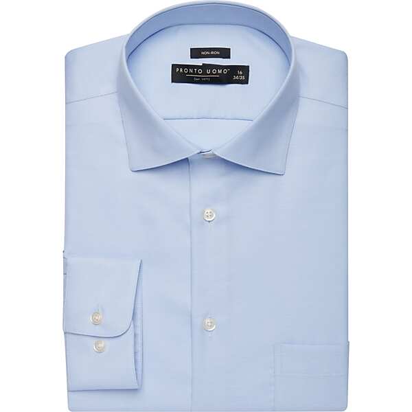 Pronto Uomo Men's Queens Oxford Classic Fit Dress Shirt Lt Blue Solid - Size: 17 1/2 32/33 - Only Available at Men's Wearhouse