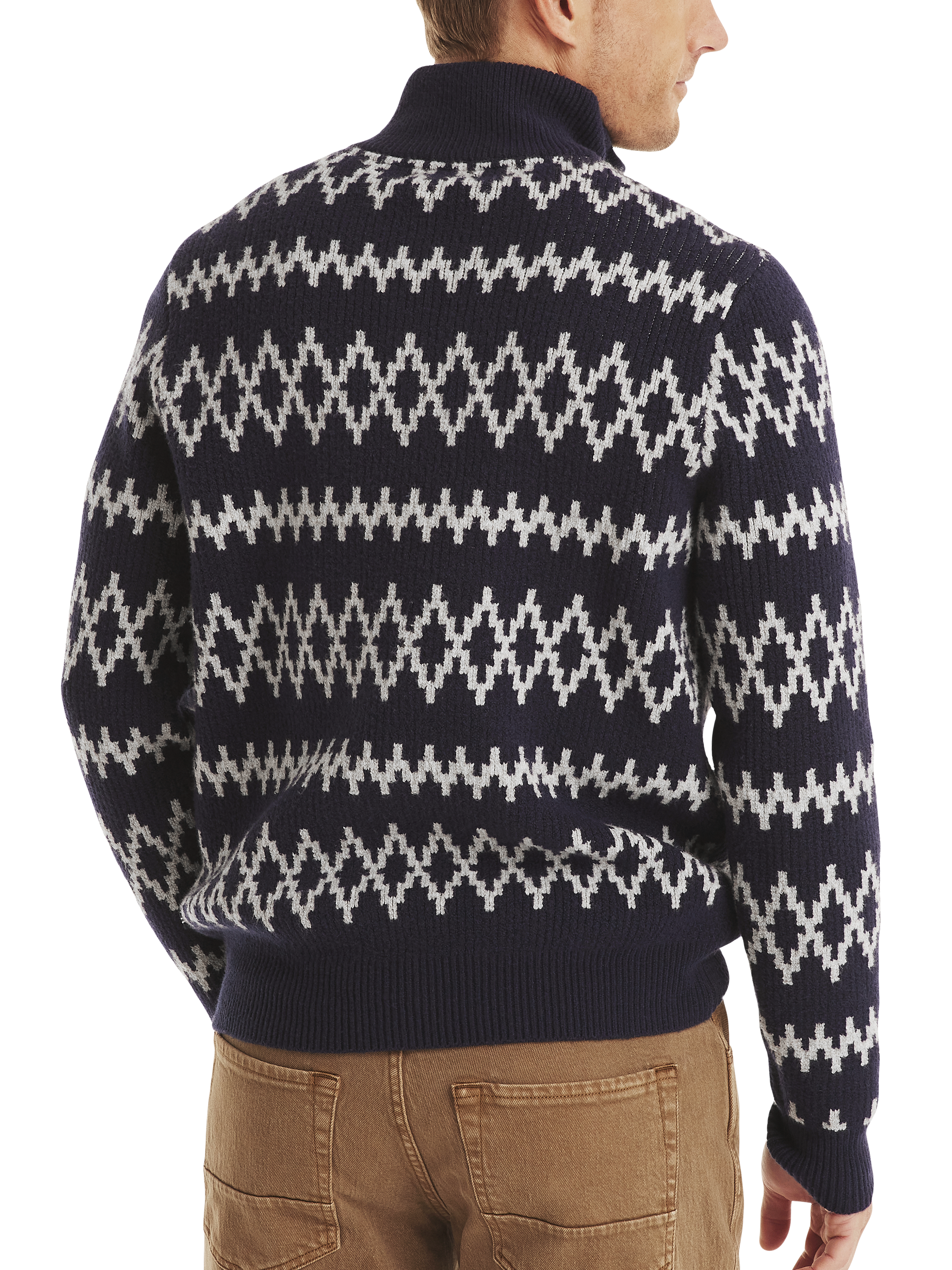 Classic Fit Sustainably Crafted Mock Neck Jacquard Sweater