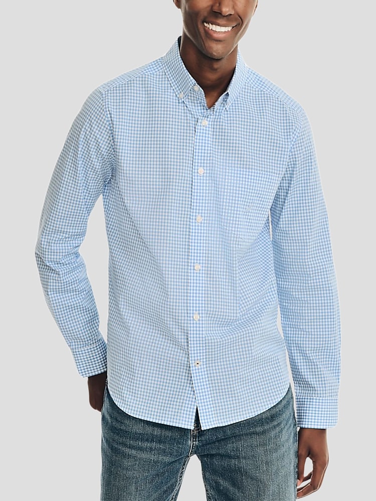 Nautica Classic Fit Wrinkle-Resistant Gingham Button Up Shirt