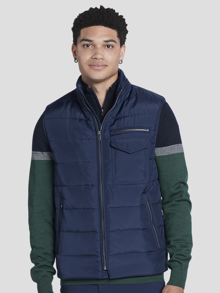 Joseph Abboud Modern Fit Quilted Motorcycle Vest | Casual