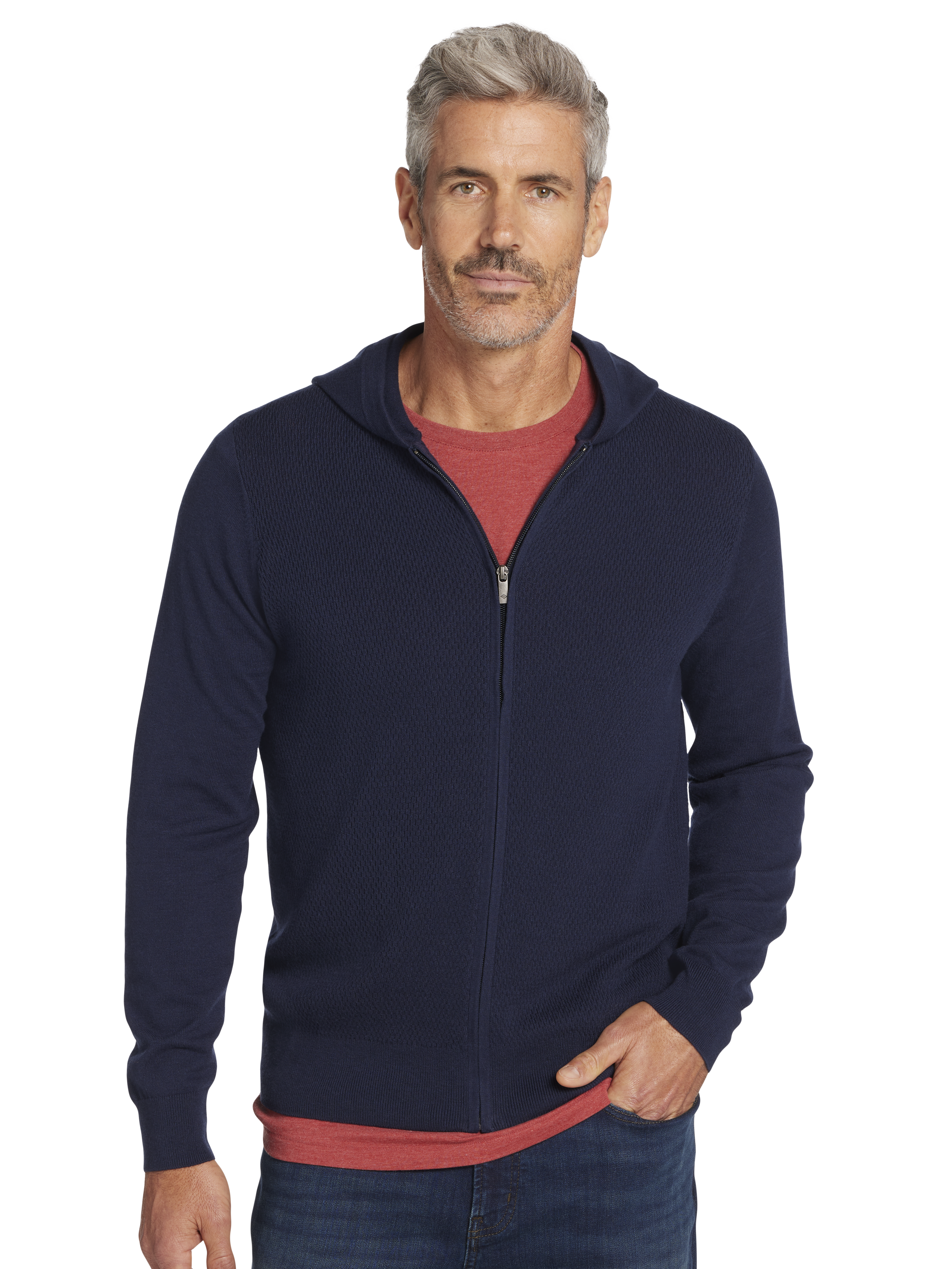 Men's Denim Hoodie Jacket Casual Long Sleeve Button Down