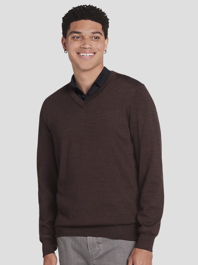 Joseph Abboud Modern Fit Merino Wool V Neck Sweater Sweaters Men s Wearhouse
