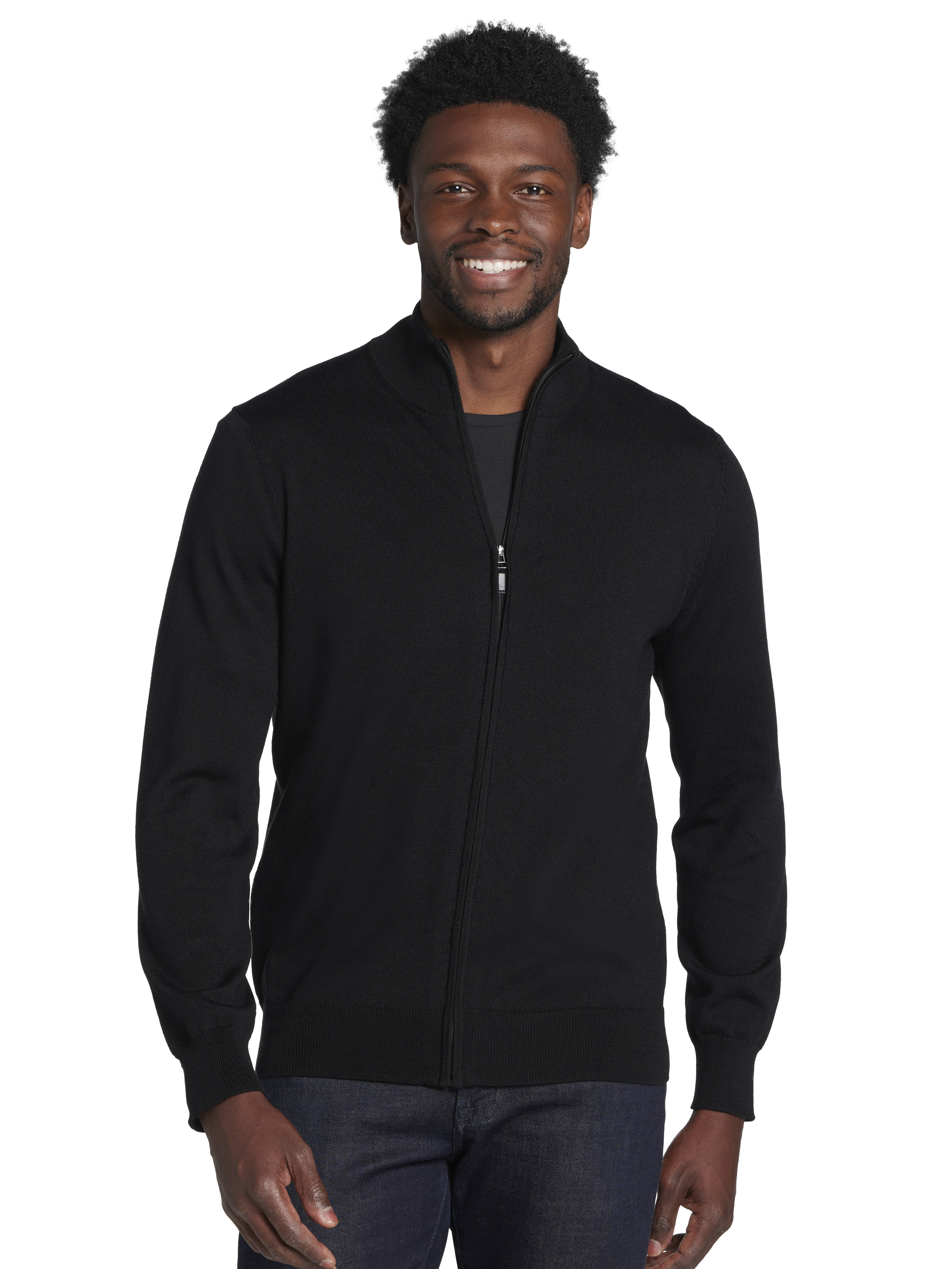 Modern Fit Merino Wool Full Zip Sweater