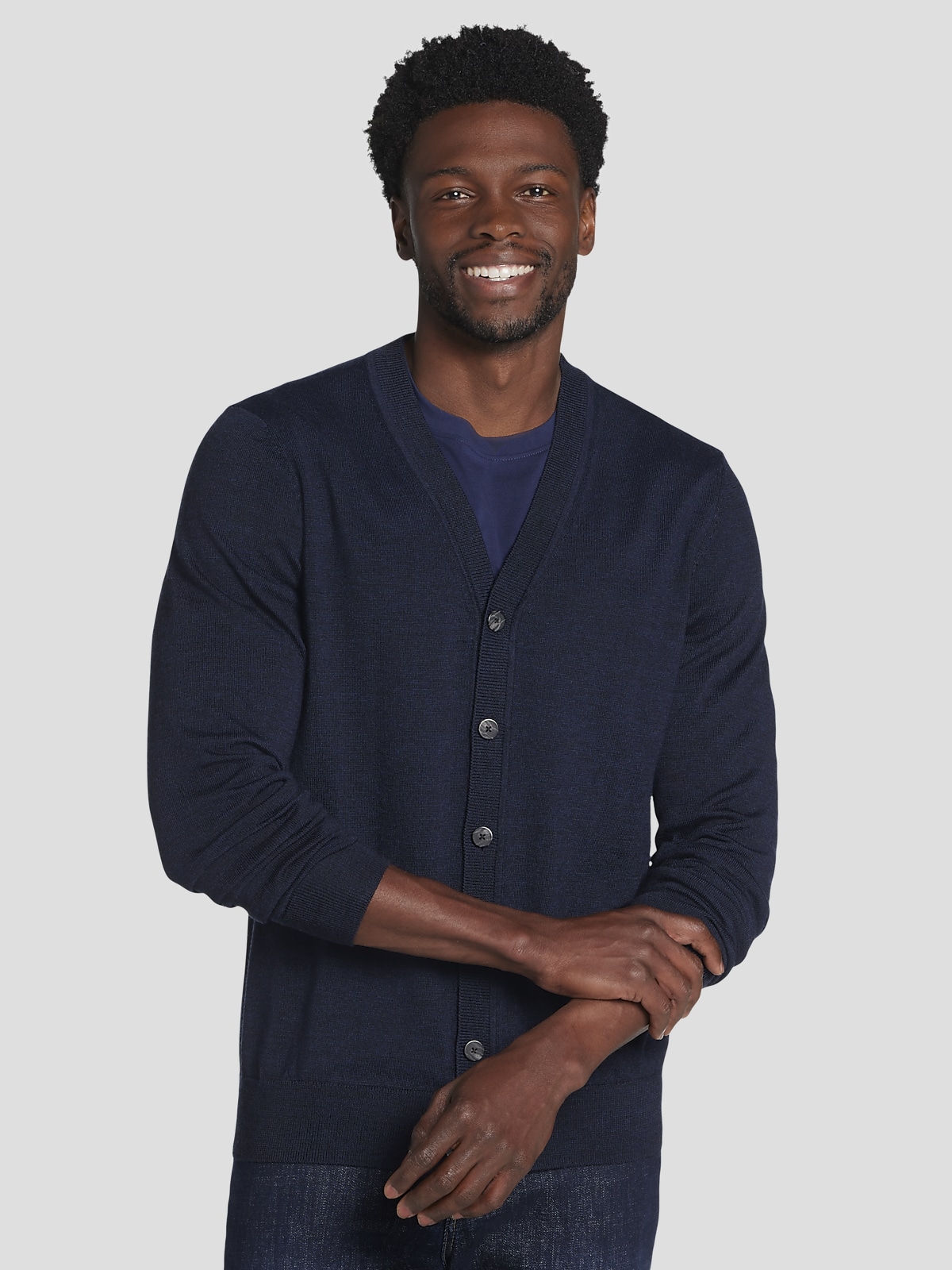 Joseph Abboud Modern Fit Merino Wool Cardigan Cardigans Men s Wearhouse