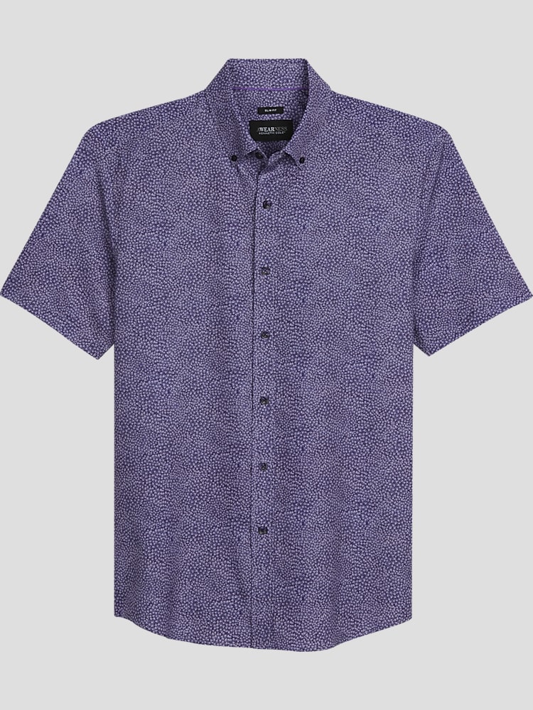 Awearness Kenneth Cole Big Tall Men s Blooming Petals 4 Way Stretch Casual Button Up Shirt at Men s Wearhouse Purple Size 2x