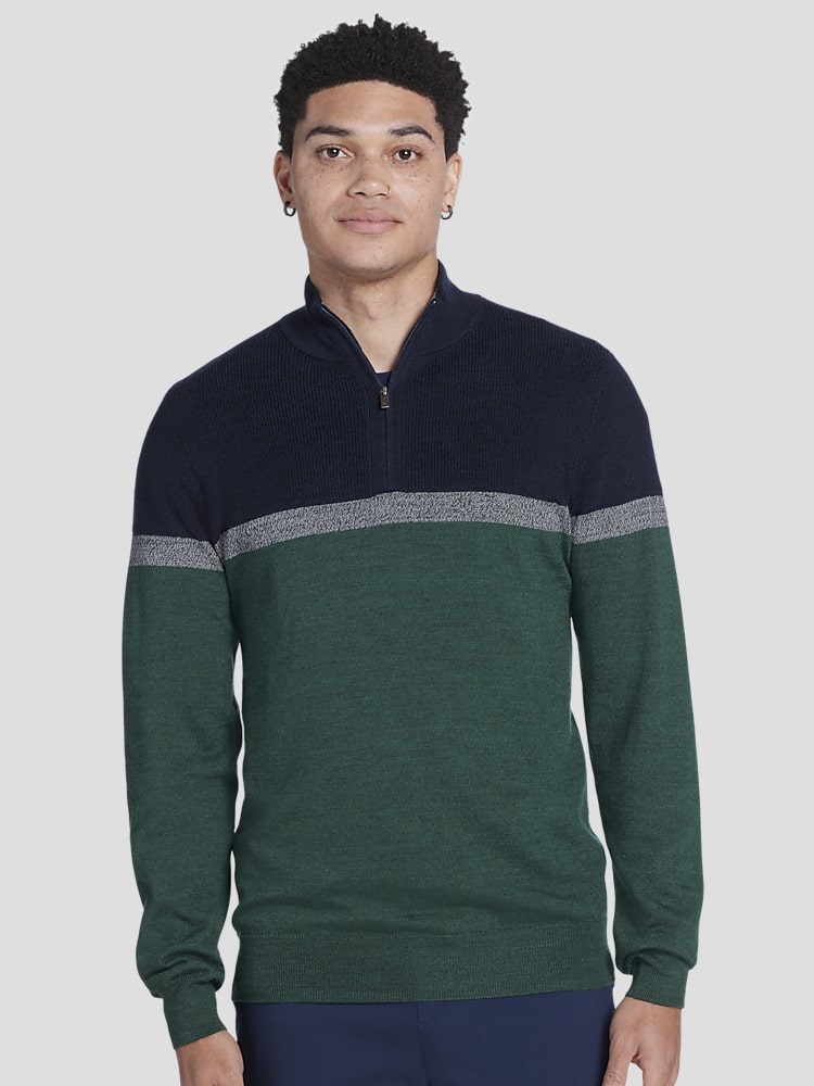 Modern Fit Softest Colorblock Stripe 1 4 Zip Sweater