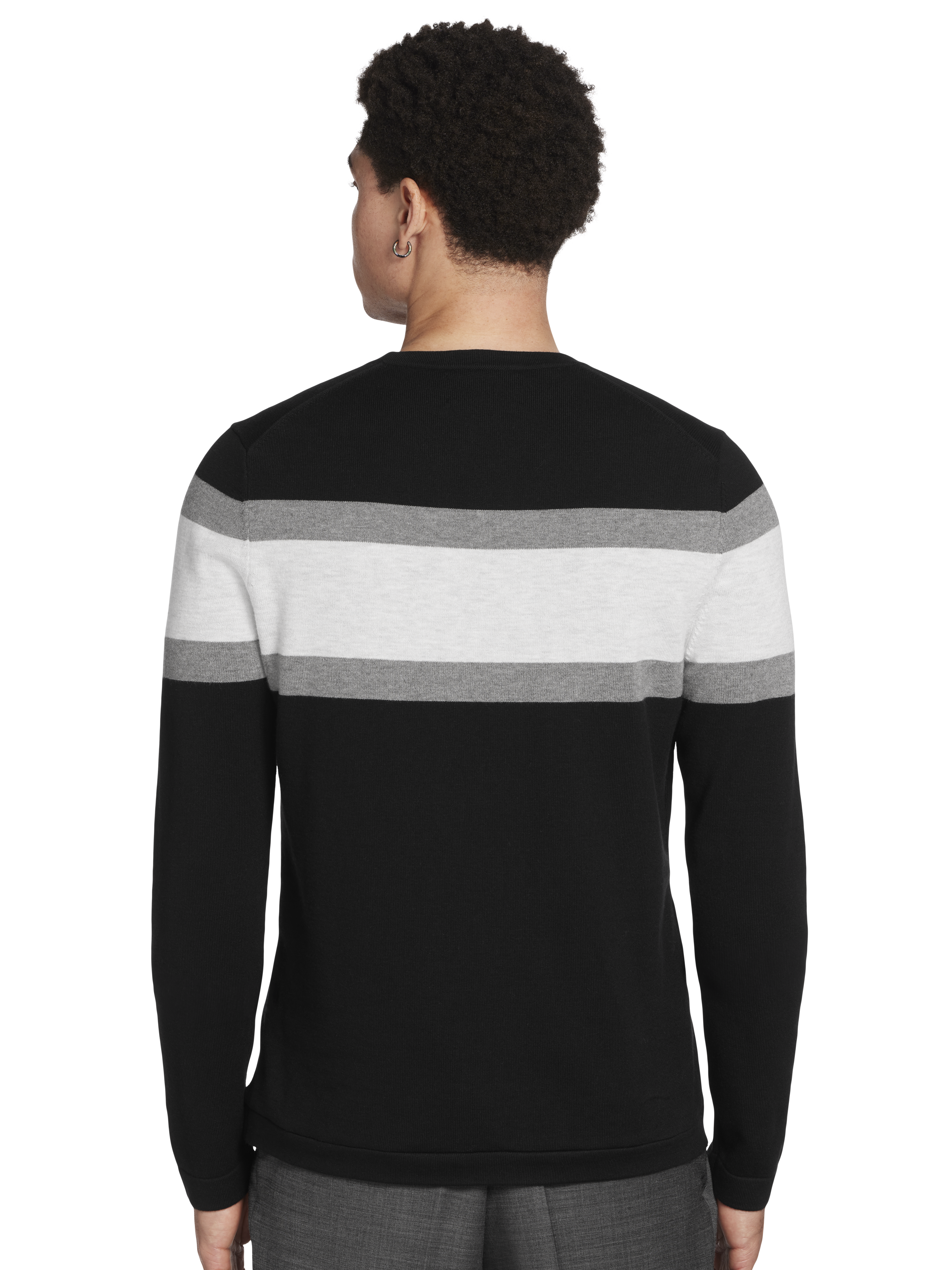 Slim Fit Chest Stripe Crewneck Sweater