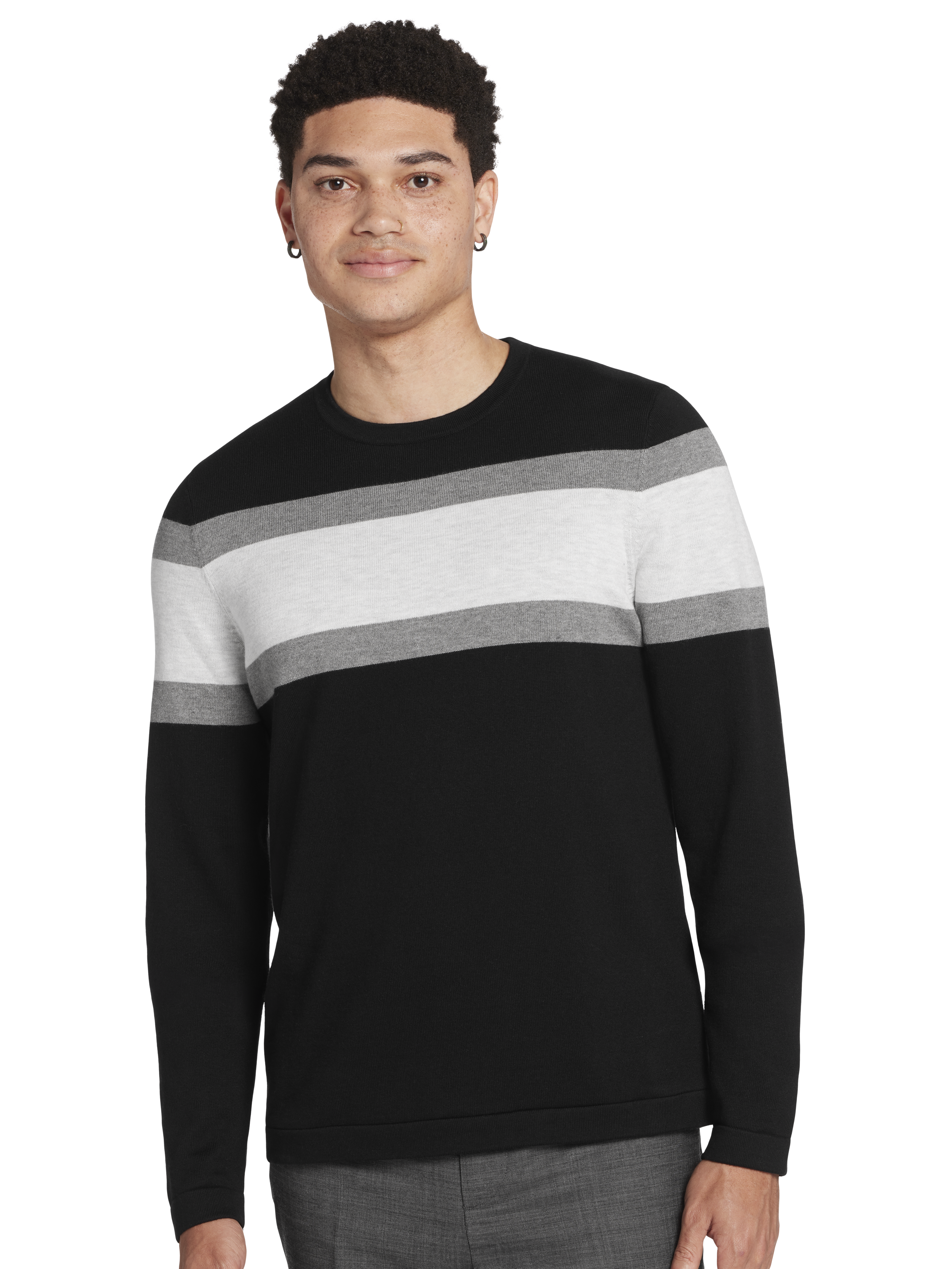 Slim Fit Chest Stripe Crewneck Sweater