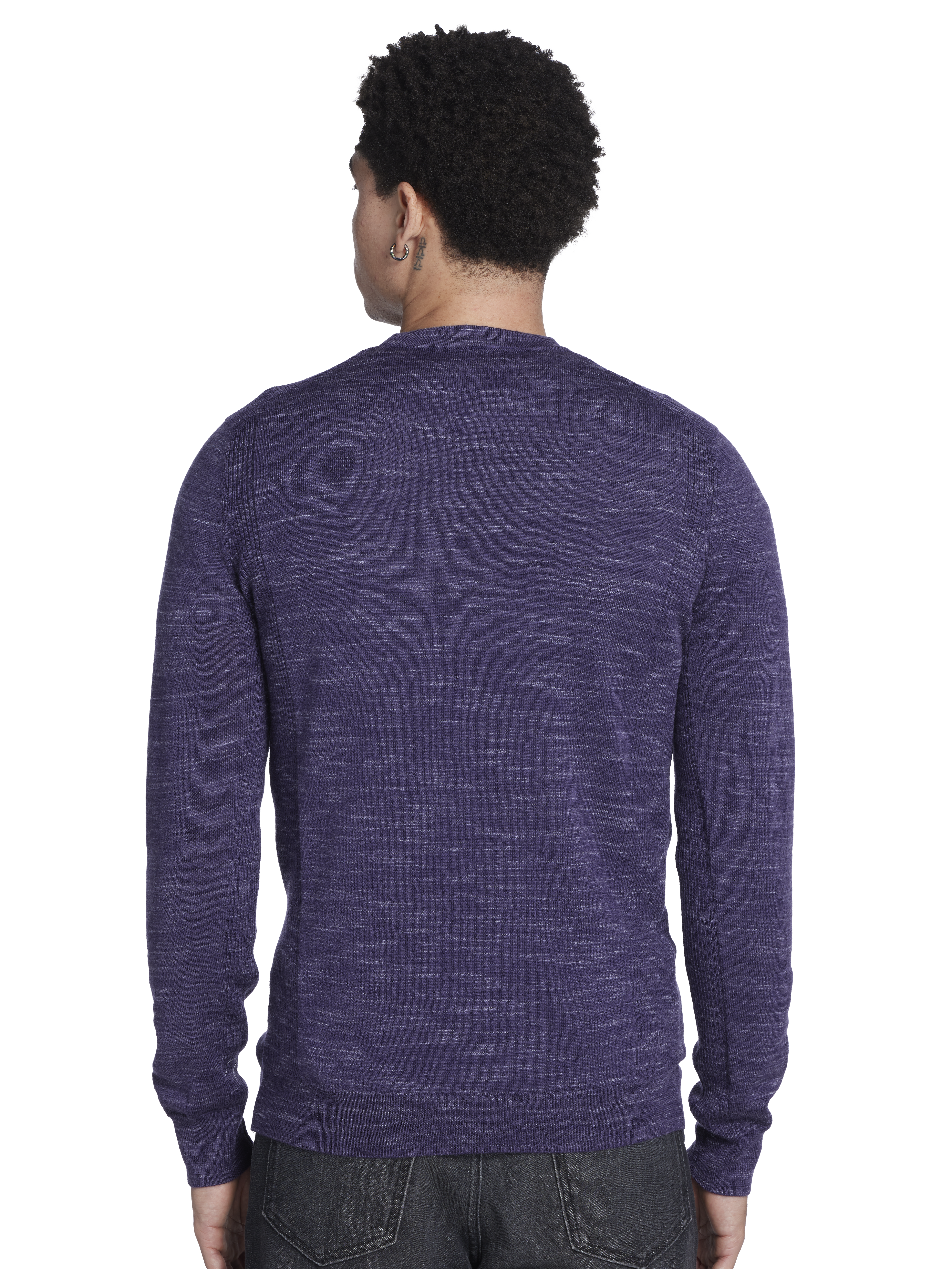 Slim Fit Merino Wool Space Dye Crew Neck Sweater