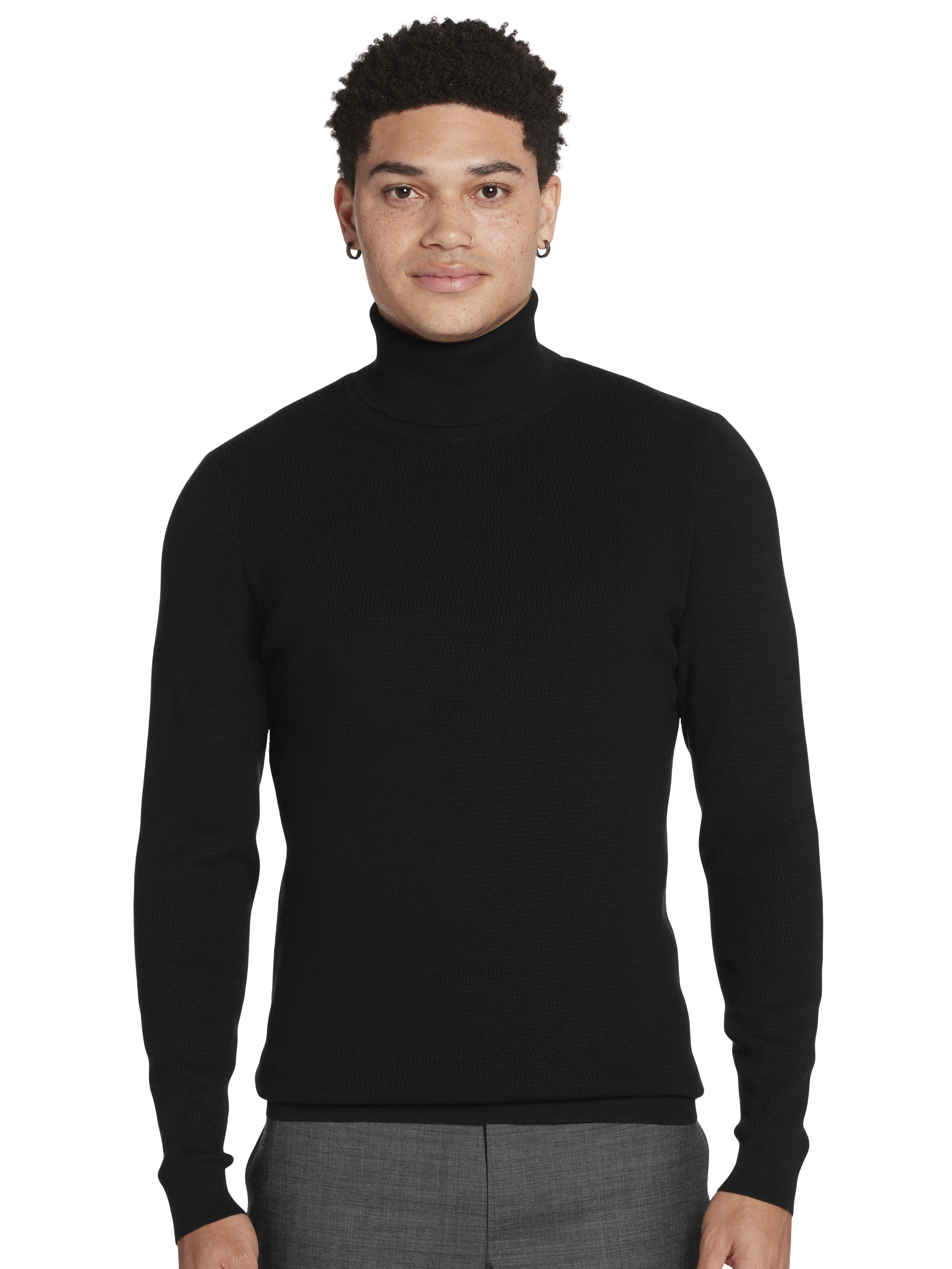 Slim Fit Textured Turtleneck Sweater