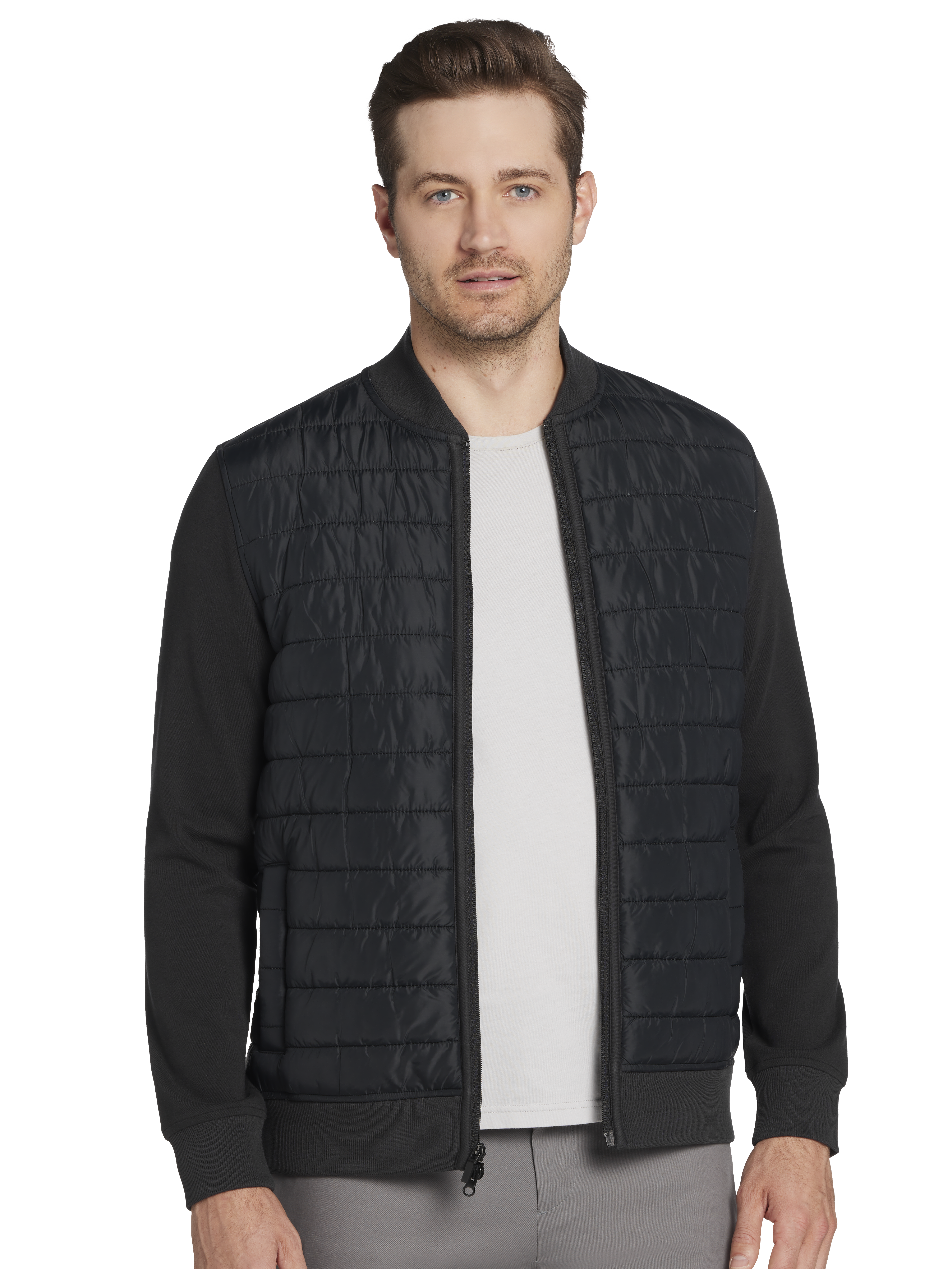 Awearness Kenneth Cole Slim Fit Mixed Media Bomber Jacket CoolSprings Galleria