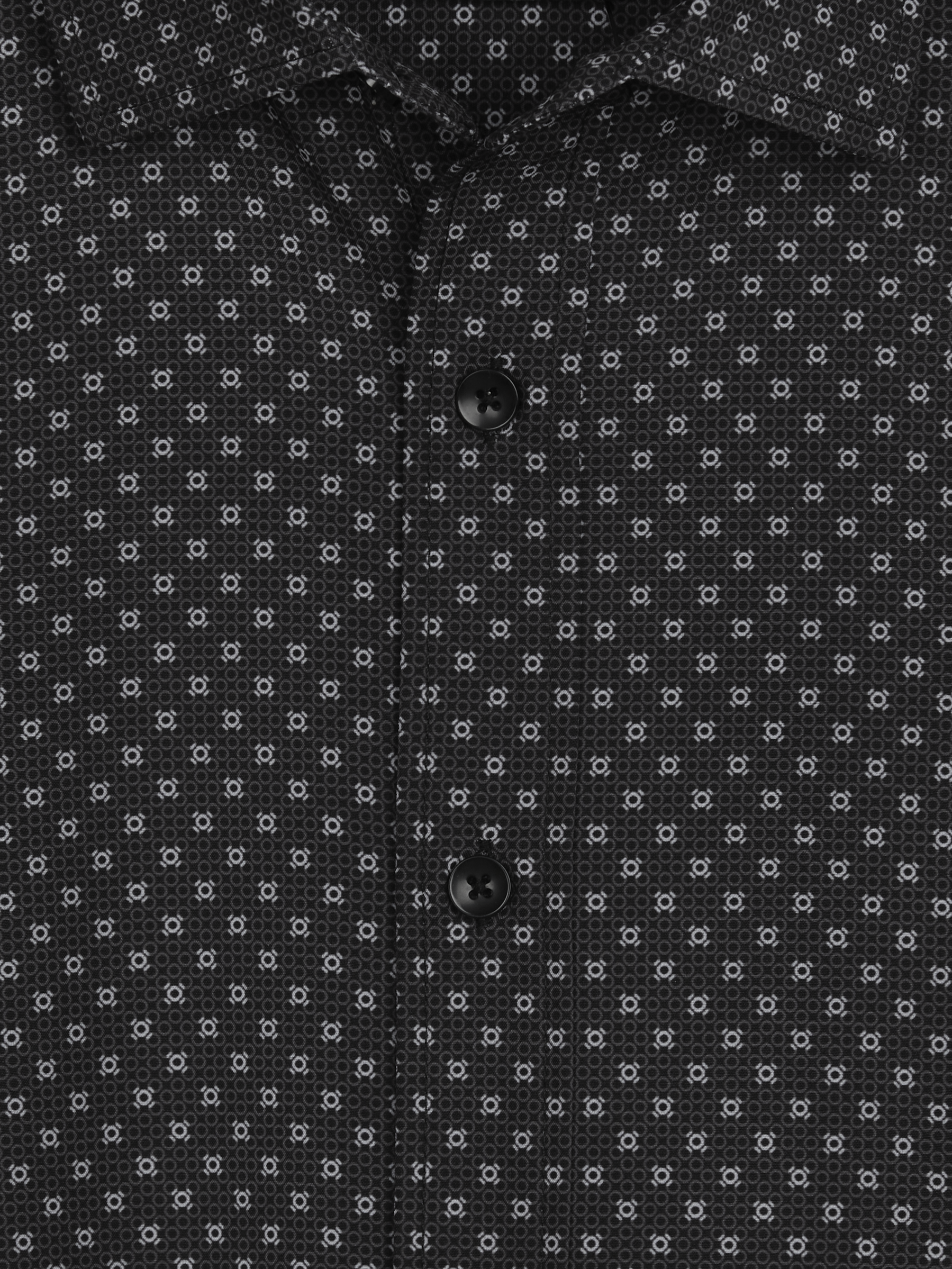 Slim Fit Mini Print 4-Way Stretch Button Up Shirt