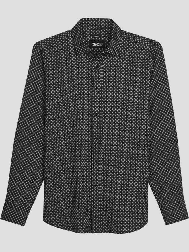 Awearness Kenneth Cole Slim Fit Mini Print 4-Way Stretch Button Up Shirt