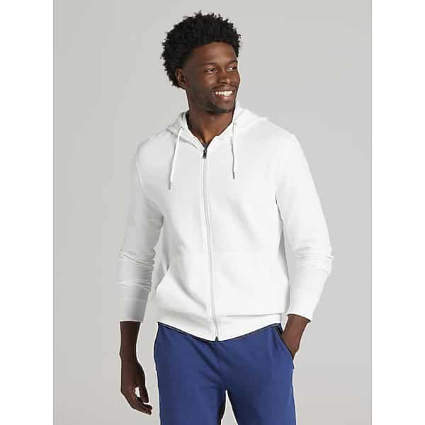 Joseph Abboud Men's Modern Fit Seersucker Full Zip Hoodie White - Size: 4XLT TMW69A851010