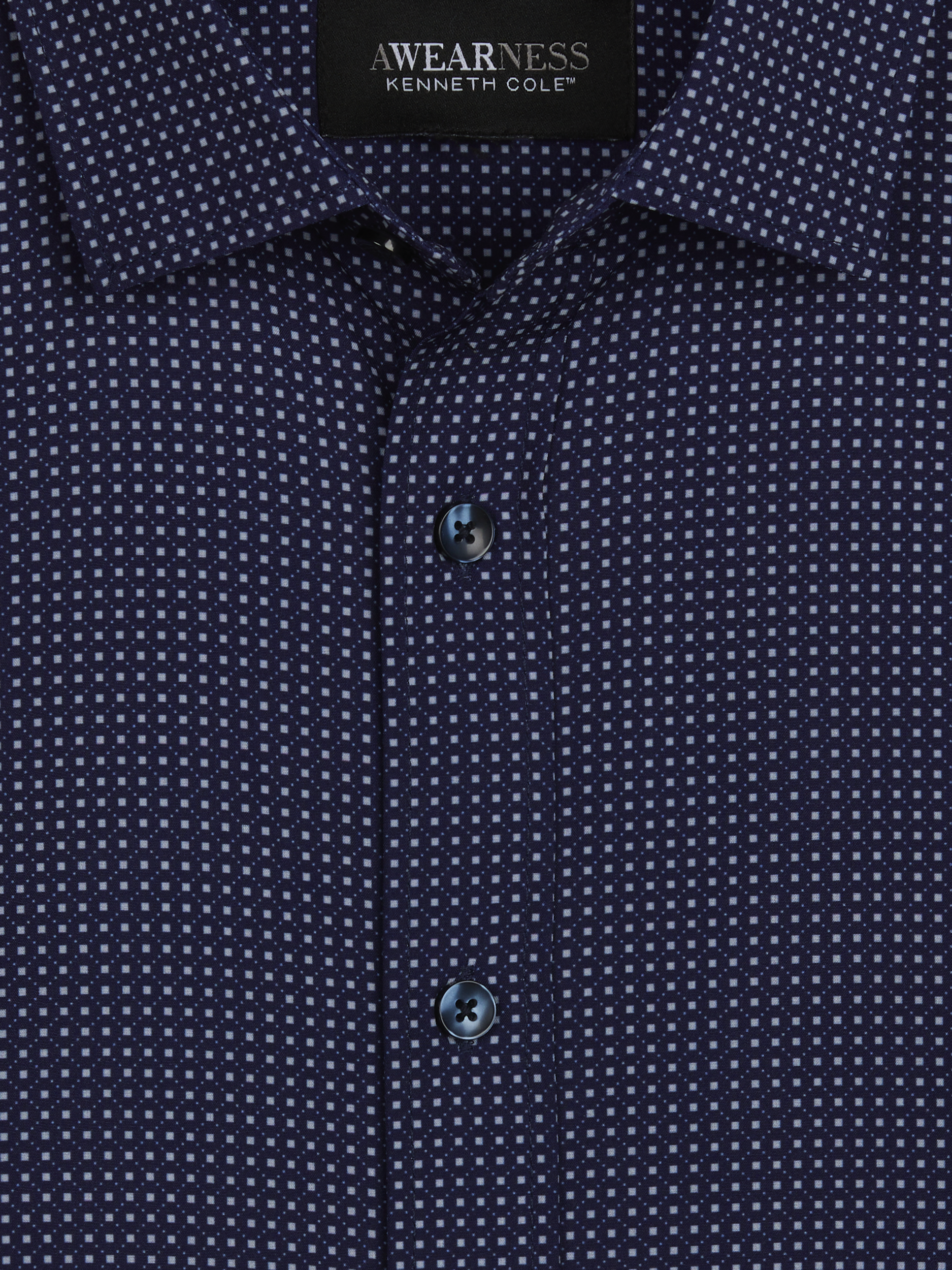 Slim Fit 4-Way Stretch Mini Square Dot Button Up Shirt
