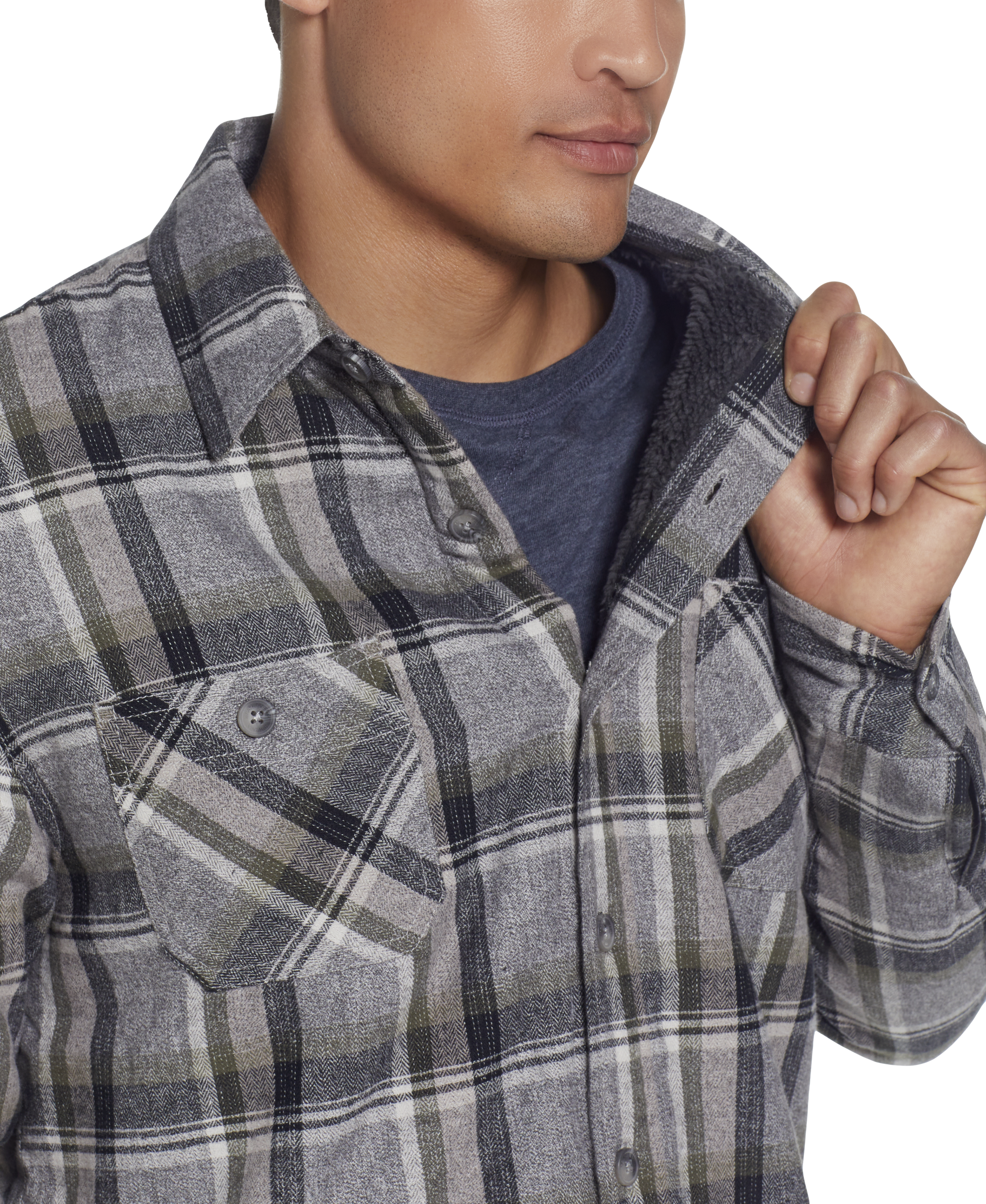 Classic Fit Sherpa Lined Flannel Shirt Jacket