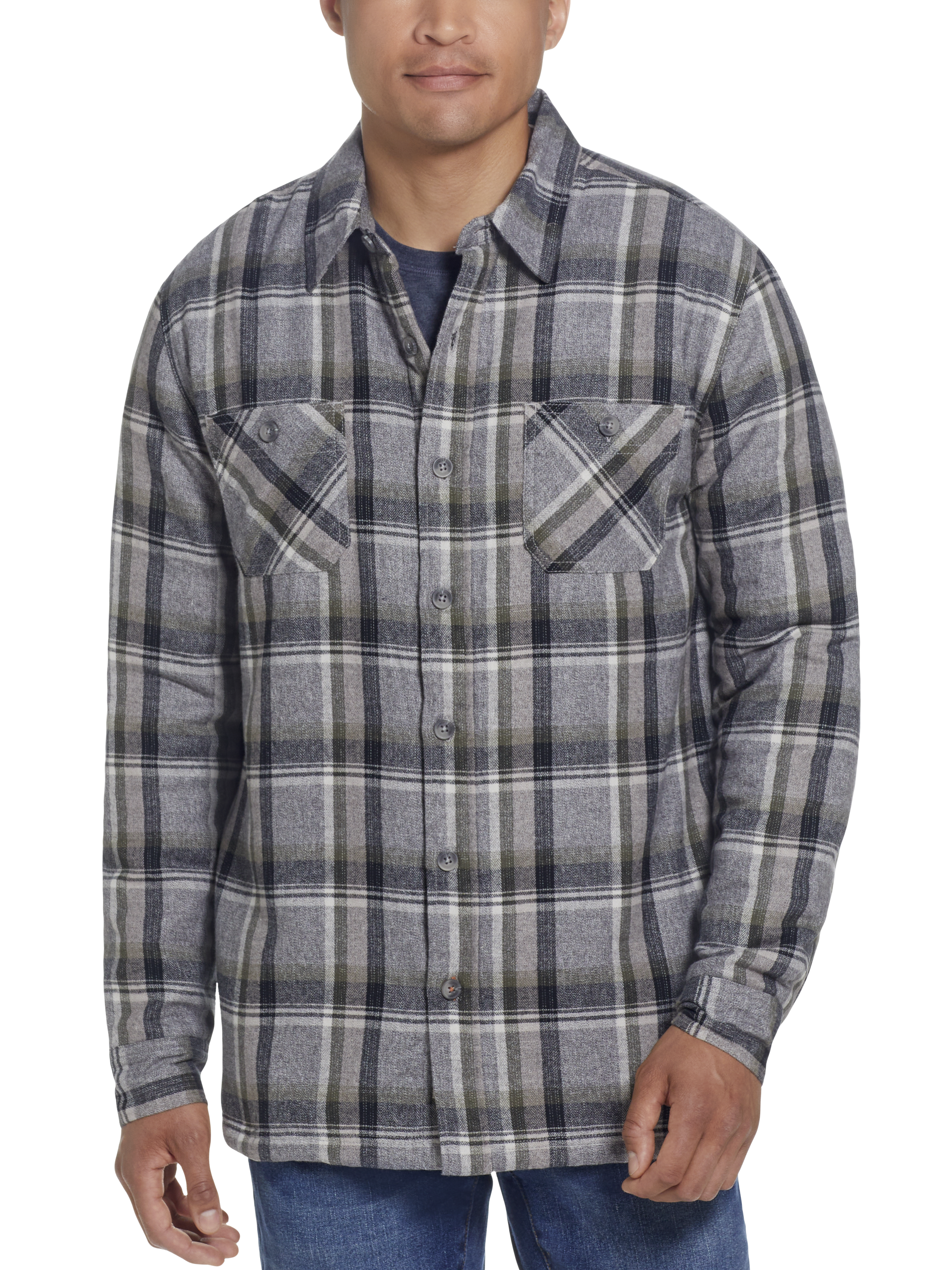 Classic Fit Sherpa Lined Flannel Shirt Jacket